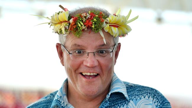 Scott Morrison at the 2019 Pacific Islands Forum in Tuvalu. Picture: AAP