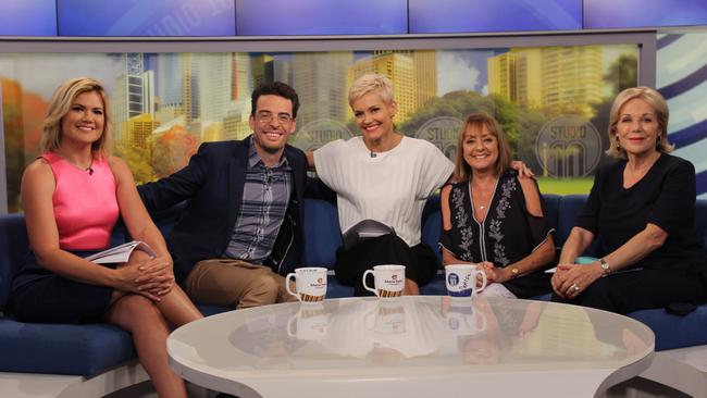 Studio 10 panellists (from left to right): Sarah Harris, Joe Hildebrand, Rowe, Denise Drysdale and Ita Buttrose.