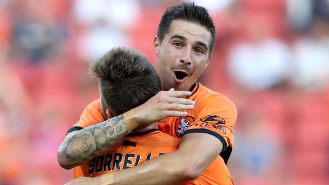 Jamie Maclaren had a goal and an assist. Pic: Darren England.