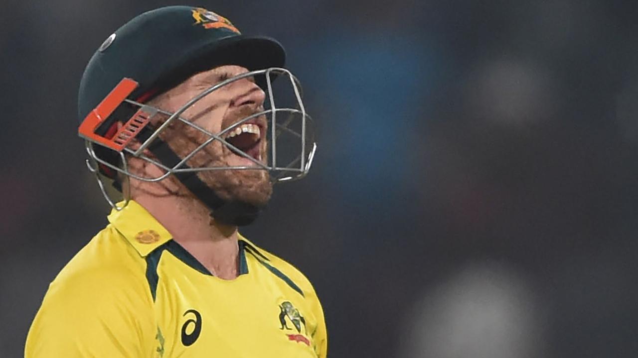 Aaron Finch’s spot in the Aussie squad for the T20 World Cup is not set in stone. (Photo by Arif ALI / AFP)