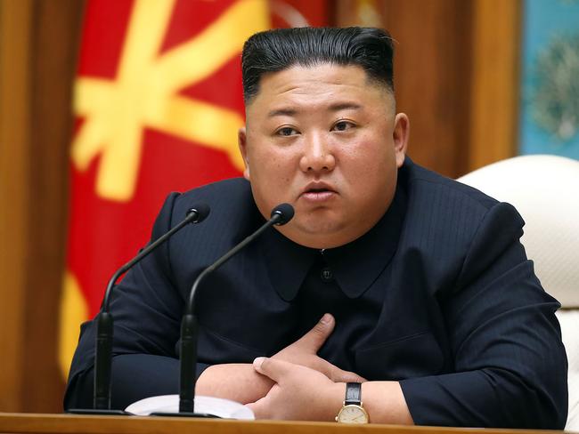 North Korean leader Kim Jong-un speaks during a meeting of the Political Bureau of the Central Committee of the Workers' Party of Korea (WPK) in pyongyang.