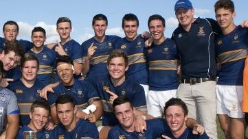 The champion 2014 Churchie team which won GPS schools rugby undefeated -Kalyn Ponga (far right).