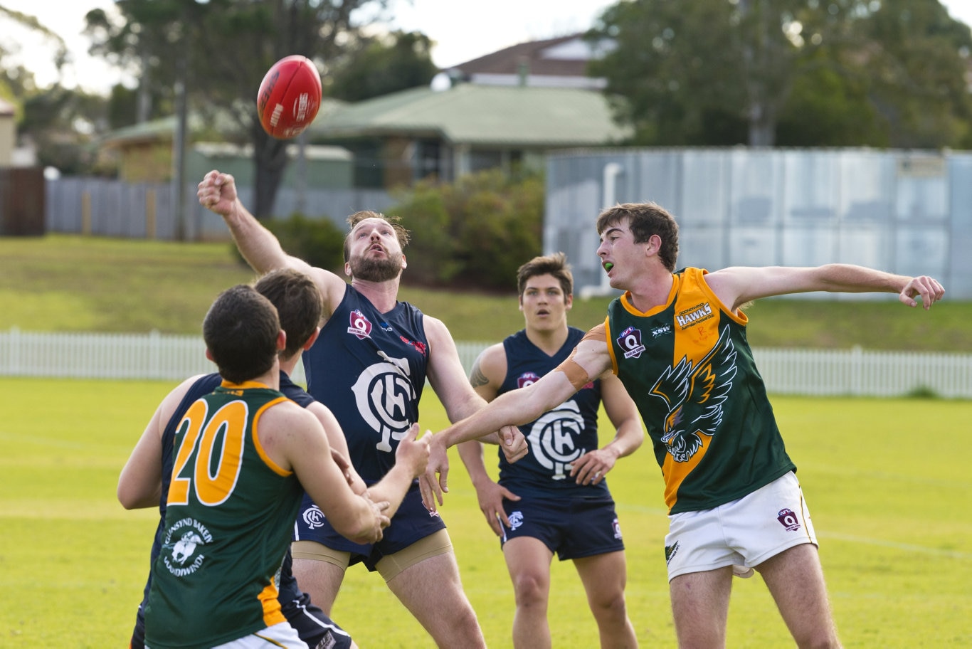 Carl Stevenson for Coolaroo against Goondiwindi in AFL Darling Downs round one at Rockville Oval, Saturday, July 11, 2020. Picture: Kevin Farmer