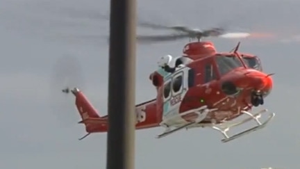 The victim in his 30s was flown to the Royal Adelaide Hospital in a serious but stable condition. Picture: 7 News