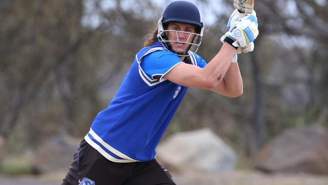 Jevon Kett of Greenvale batting during Premier Cricket: Greenvale Kangaroos v Dandenong at Greenvale Reserve on Saturday, October 21, 2017, in Greenvale, Victoria, Australia.Picture: Hamish Blair