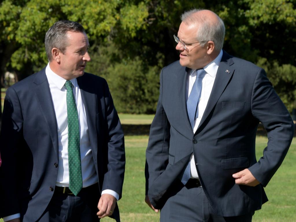 WA Premier Mark McGowan and Prime Minister Scott Morrison were looking chummy recently, but things have changed now that the election campaign is on. Picture: NCA NewsWire/Sharon Smith