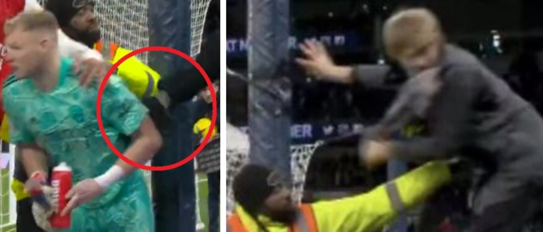 Tottenham fan aims kick at Arsenal goalkeeper Aaron Ramsdale