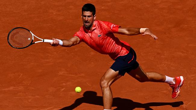 Novak Djokovic plays a forehand against Aleksandar Kovacevic. Picture: Getty Images