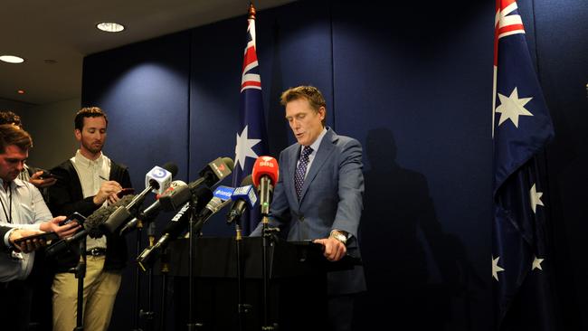 Christian Porter addresses the media at a press conference in Perth earlier this month. Picture: Sharon Smith / NCA NewsWire