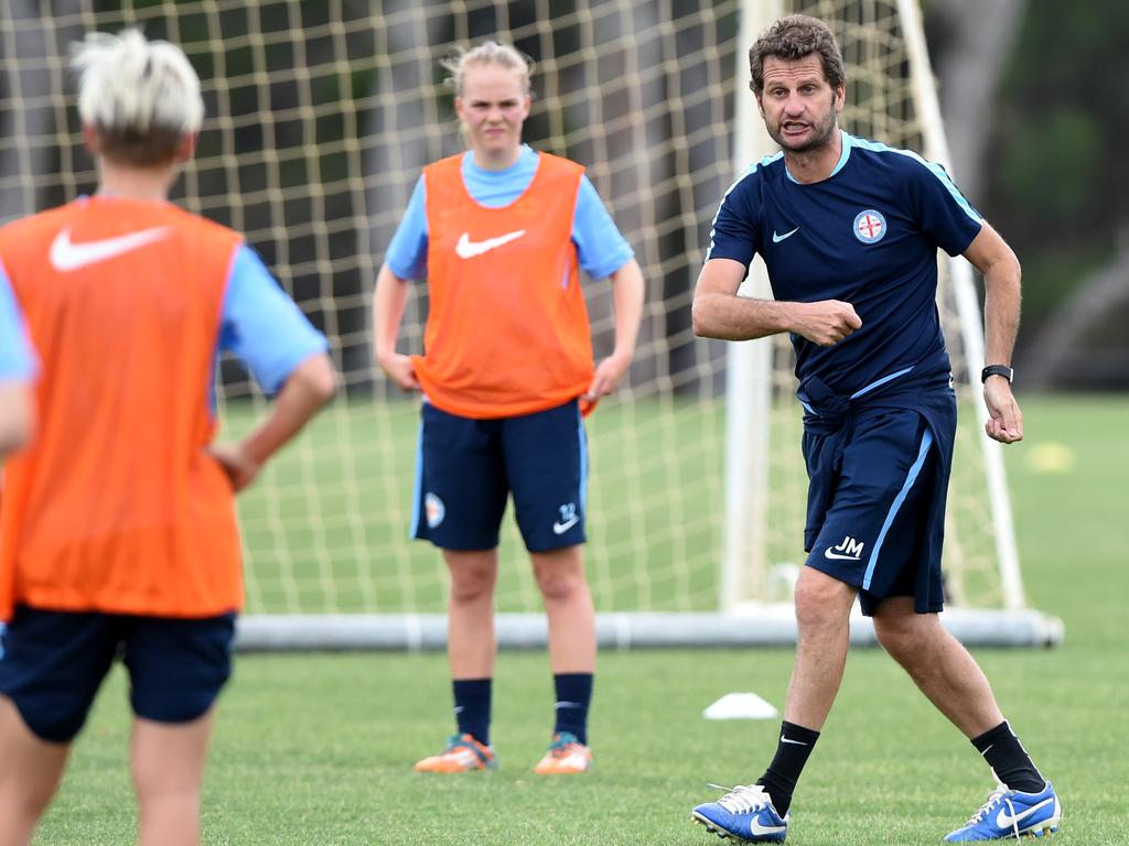 Joe Montemurro (right) will coach the women’s A-League All-Stars team. Picture: Kylie Else