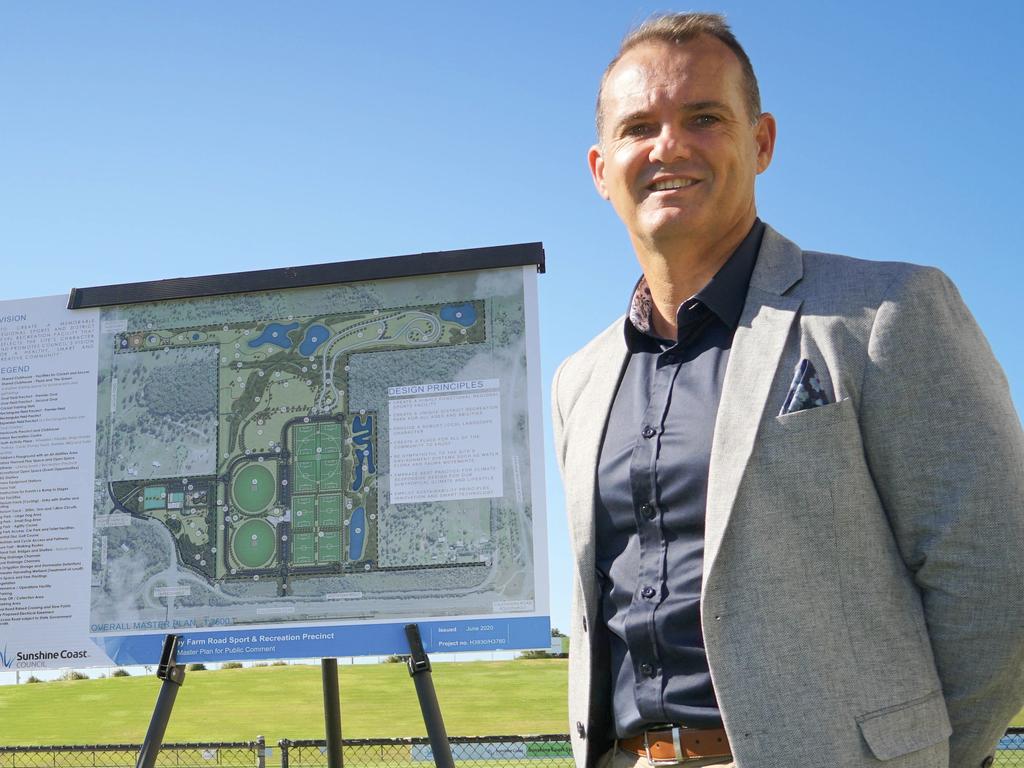 Division 3 councillor Peter Cox encourages the community to have their say on the newly released draft master plan for the 75-hectare Honey Farm Road Sport and Recreation Precinct at Meridan Plains, located opposite the Sunshine Coast Turf Club.