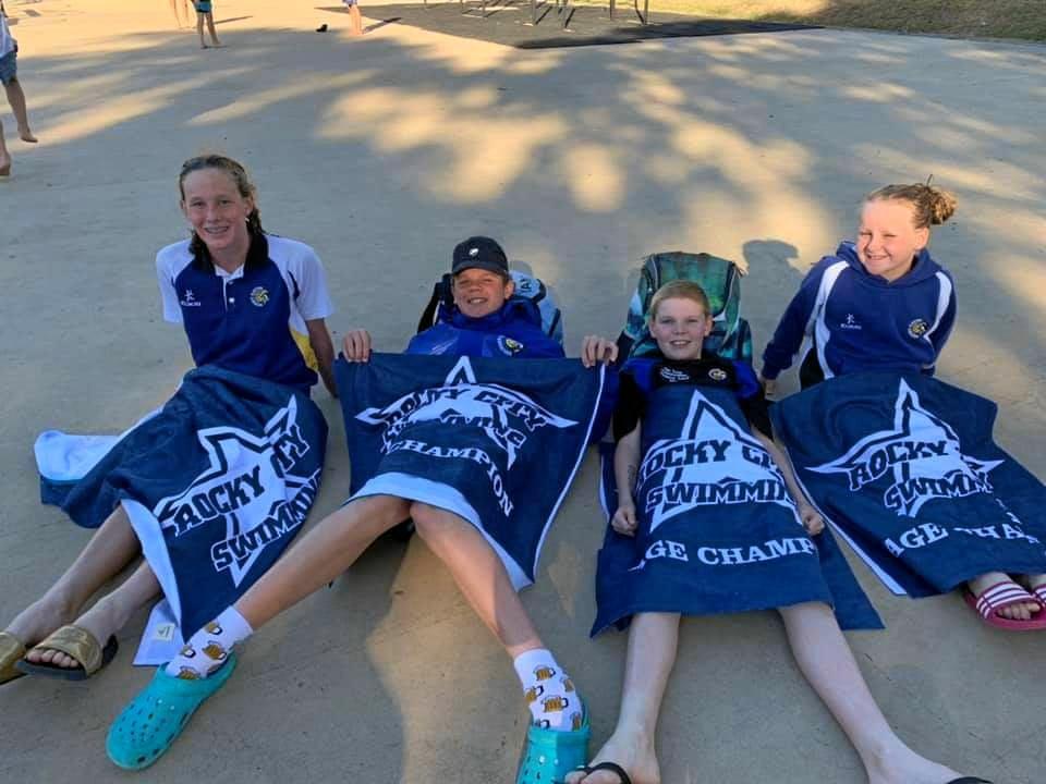 L-R: Shianne Plunkett, Kane Martin, Liam Rickard and Reagan Copsey take out their respective Age Champions awards. Picture: Rebecca Devine 050819