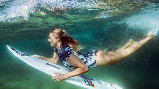 Steph Gilmore is happiest when she is in the barrel of a wave. Picture: Nigel Hallett