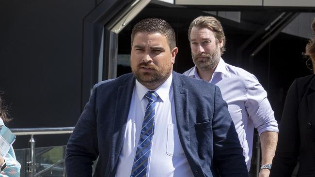 Mr Lehrmann’s lawyer Rowan King leaves Toowoomba Courthouse. Picture: NCA NewsWire / Sarah Marshall