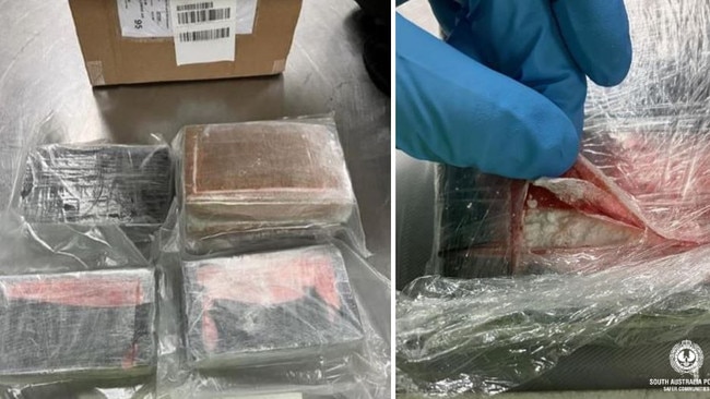 The package containing 5kg of cocaine worth more than $2m. Picture: SAPOL