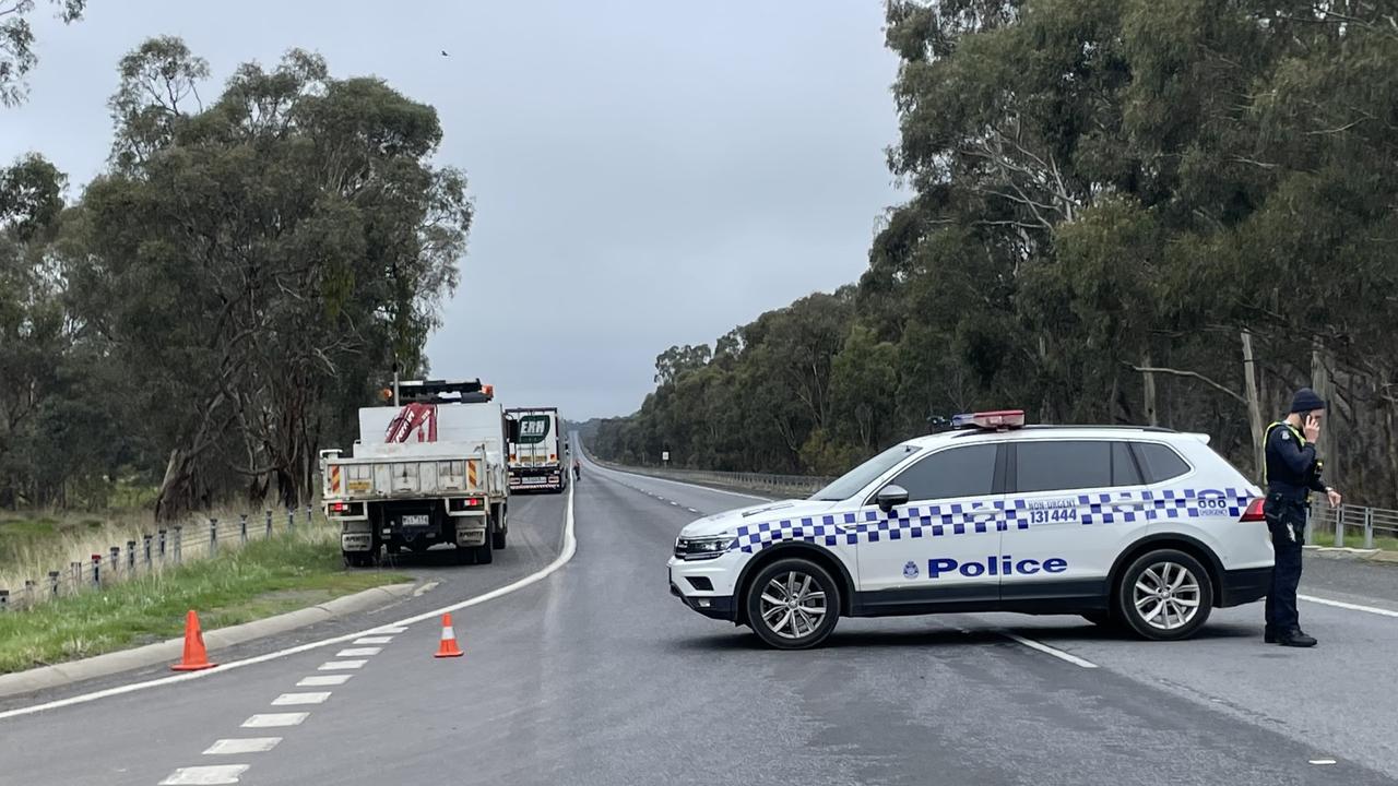 Police rushed to the scene after the Holden Captiva collided with a truck.