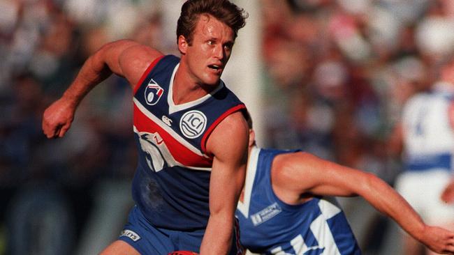 Western Bulldogs player Chris Grant in action in 1997. Picture: Michael Dodge