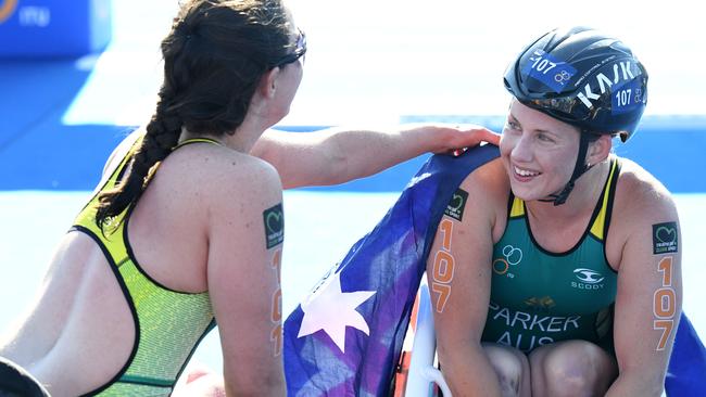 Lauren Parker after her medal win on the Gold Coast last year. 