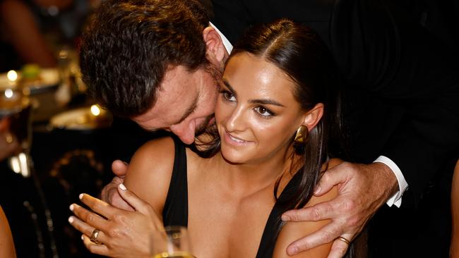 Richmond CEO Brendon Gale congratulates Monique Conti. Photo by Michael Willson/AFL Photos via Getty Images.