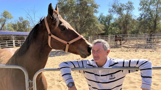 Bush marvel Fab's Cowboy and his trainer Bevan "Billy" Johnson in Barcaldine preparing for the warhorse's last race in Longreach on Saturday Picture Supplied