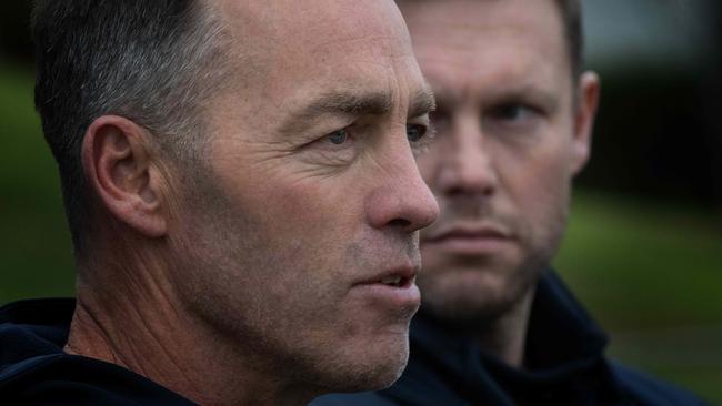 Coach Alastair Clarkson is leaving the club and handing it over to Sam Mitchell. Presser at Waverley Park. Picture: Tony Gough