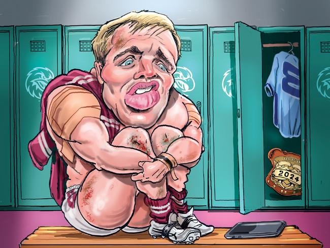 Manly Sea Eagles forward Jake Trbojevic. Art: Scott 'Boo' Bailey