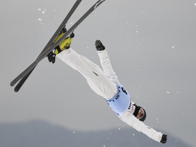 Danielle Scott competing in the women's World Cup freestyle skiing aerials in Lake Placid recently.