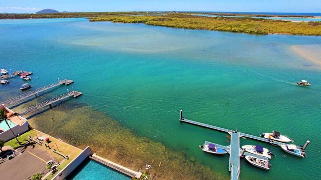 The view overlooking multi-berth pontooon and north from unit 10BC Trafalgar Towers, Maroochydore. Picture: Contributed