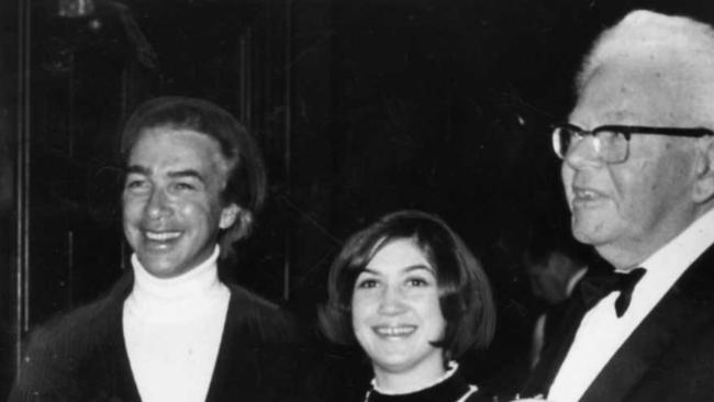 Former Premier Don Dunstan and daughter Bronwyn Dunstan with Sir Mark Oliphant.