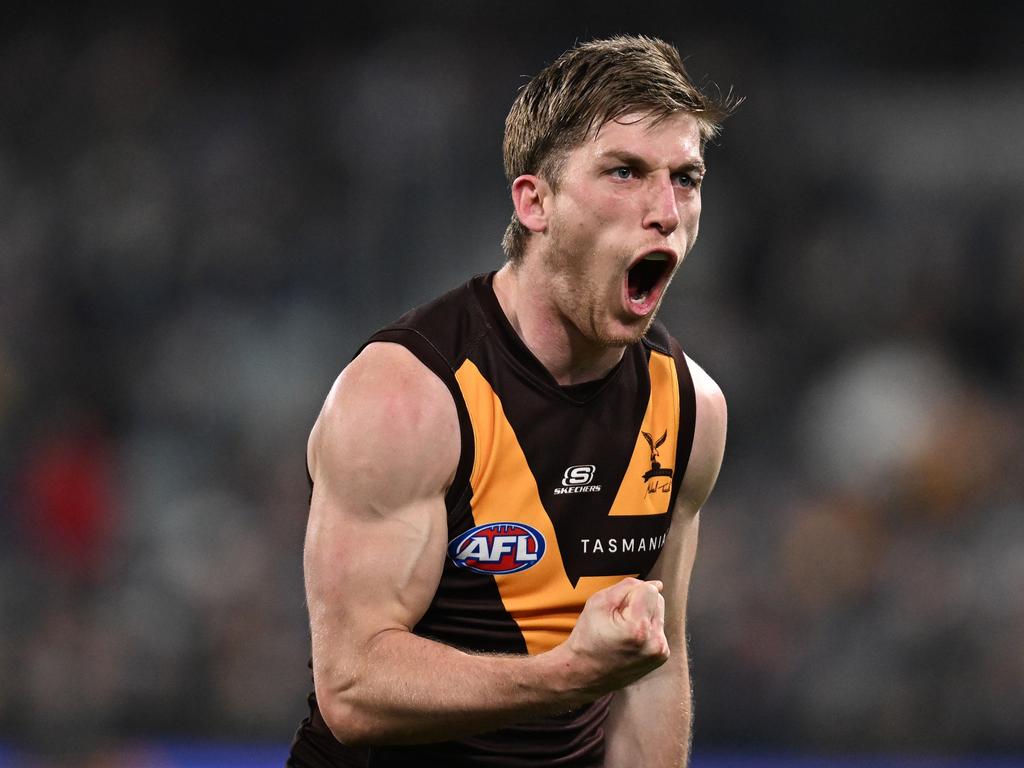 The Hawks leader did his best to turn the tide against Geelong. Picture: Daniel Pockett/Getty Images