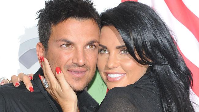 Price split with Aussie ex-pop star Peter Andre in 2009. Picture: AP Photo