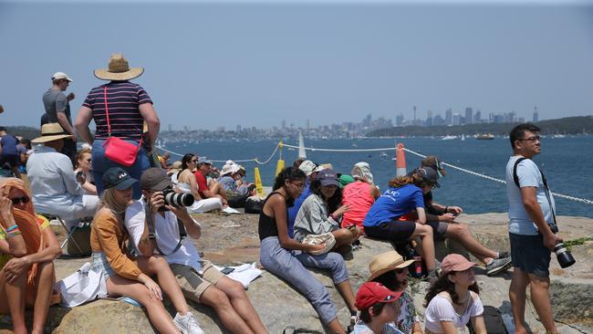 Crowds gather near Hornby Lighthouse on South Head ahead of the race. Picture: Rohan Kelly