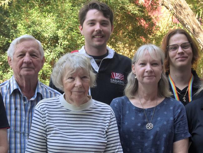 The Ralph family has taught and studied at Casuarina Senior College since 1983 and has reunited for the school's 50th anniversary. From left to right: Peter, Rik, Ursula, Jackson, Kathryn, Patrik, Jennifer and Stuart. Missing are Richard and Matti. Picture: Sierra Haigh