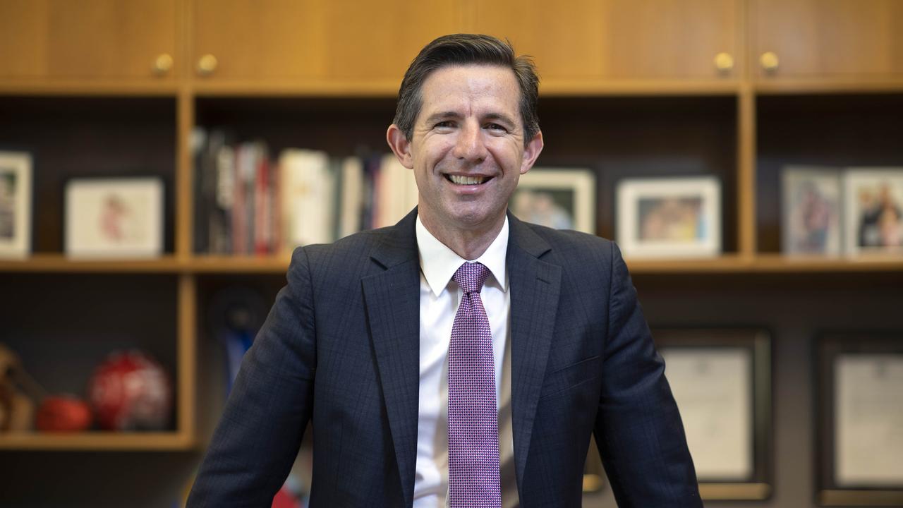 Tourism, Trade and Finance Minister Simon Birmingham says international travel starting again from next year is “not impossible”. Picture: NCA NewsWire/Gary Ramage