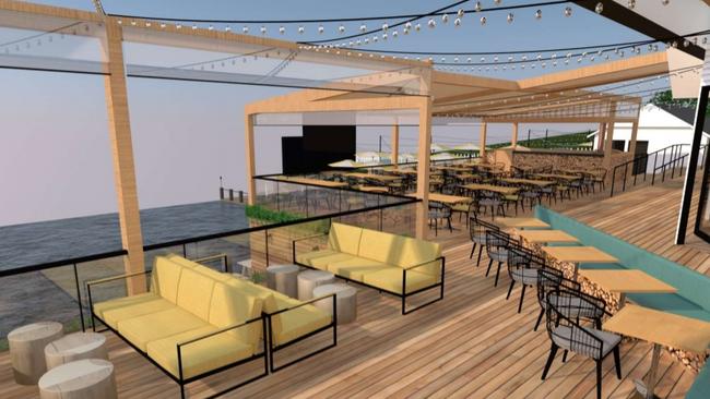 Robina Pavilion will have a large outdoor deck and lower patio by the water, taking inspiration from a Bali beach club.