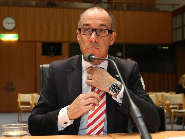 Andrew Thorburn, Group Chief Executive Officer of NAB appearing at a House of Representatives Standing Committee on Economics at Parliament House in Canberra. Picture Kym Smith