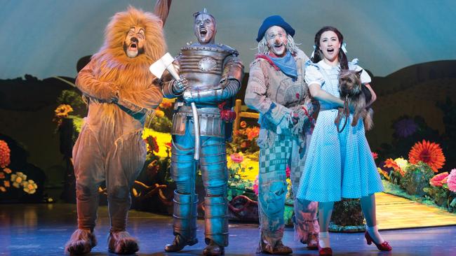 The cowardly lion, the tinman, the scarecrow and Dorothy in the New Australian stage show adaptation of The Wizard of Oz. Picture: Jeff Busby