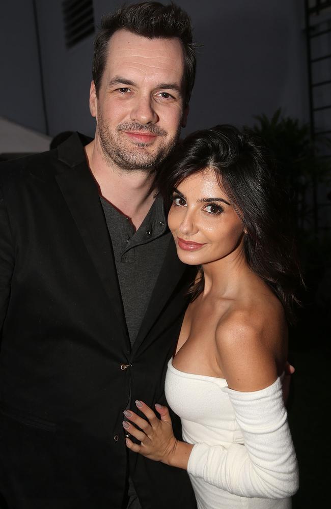 The LA-based Australian comedian and his girlfriend, Mikaela Hoover, at the premiere party for The Jim Jefferies Show in West Hollywood. Picture: Getty Images