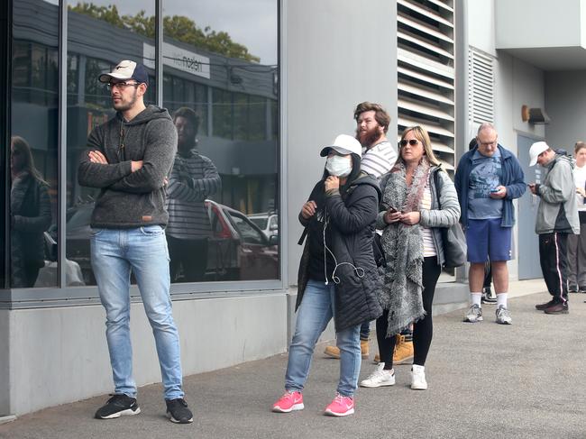 The April lockdown saw thousands of people out of work and joining Centrelink queues. Picture: Glenn Ferguson