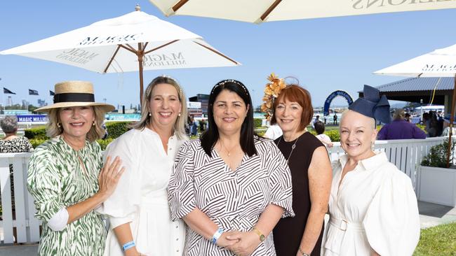 Women in Racing - Katie Page, Heather Browne, Grace Grace Jane Seawright and Michelle McConachy at Magic Millions race day. Picture by Luke Marsden.