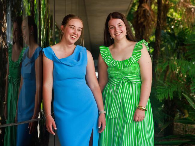 Daily Telegraph. 16, December, 2024.Freya Hooper, Red Bend Catholic College, and Poppy Starr, Scott's All Saints college Bathurst, who both got joint first in Primary Industries, at the NSW HSC First in Course ceremony, at UNSW, today.Picture: Justin Lloyd.