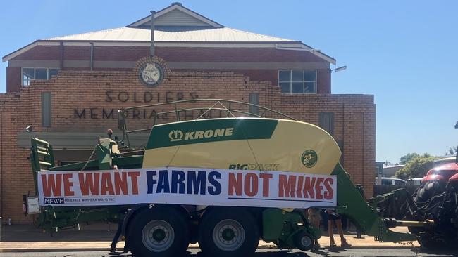 Donald farmers drove tractors and heavy machinery to a mineral sands project information session. Picture: Supplied