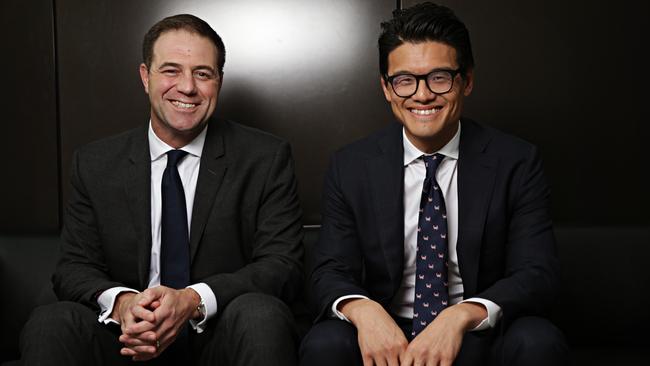 Macquarie’s John Pickhaver and Daniel Wong in Sydney. Picture: Adam Yip