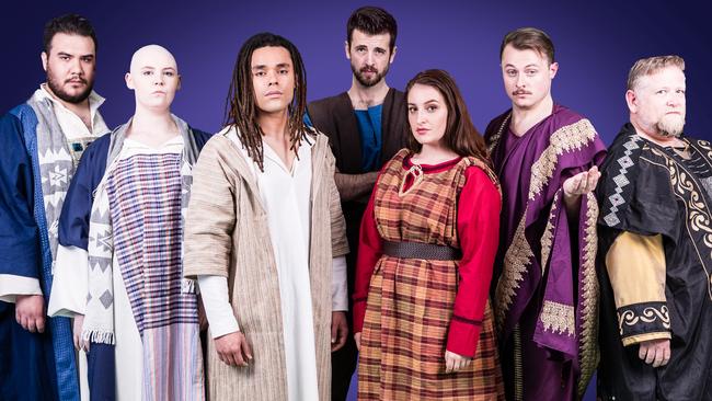 Brittanie Shipway (fifth from left) in Jesus Christ Superstar. Picture: Grant Leslie Photography