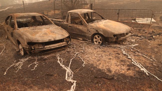 Burnt cars in Buchan. Picture: David Crosling