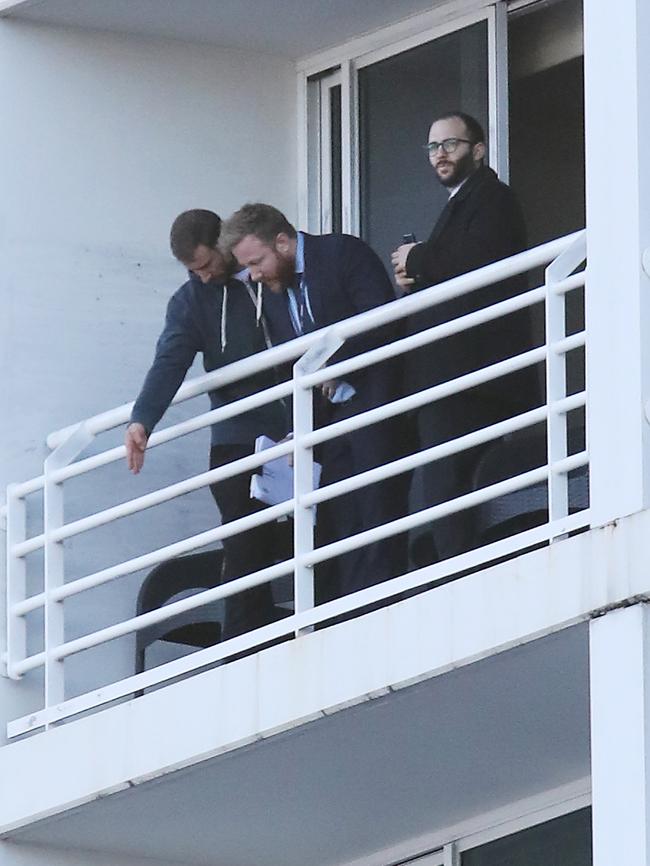 Police on the balcony of the room at the Hyatt Regency after the fatal fall Picture: David Swift