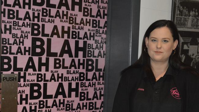 BEHIND THE DOOR: The Tatts Hotel Toowoomba owner Christina Scarborough has hit back at comments the new bathroom doors in her venue are offensive to women. Picture: Rhylea Millar