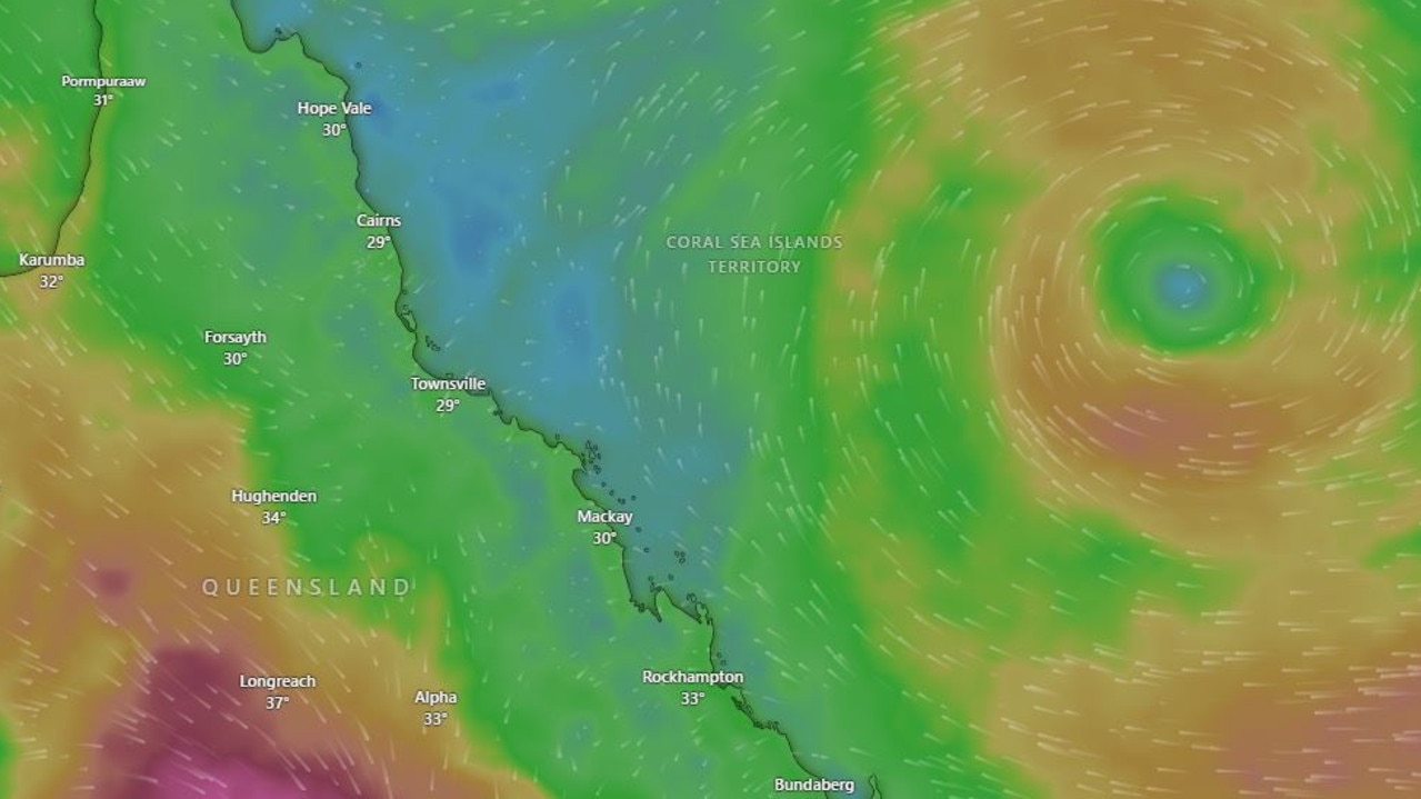 A new cyclone could form off the Queensland coast as early as Tuesday next week. Picture: Windy