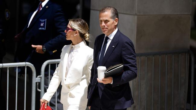 Hunter Biden and his wife Melissa Cohen Biden leave the J. Caleb Boggs Federal Building in Wilmington, Delaware. Picture: AFP