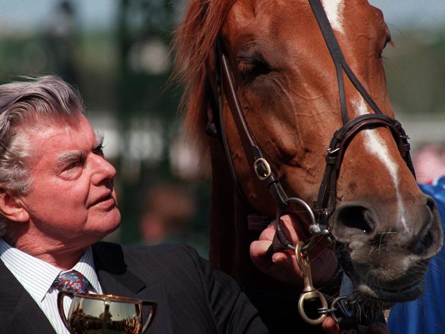 Bart Cummings with Saintly and the 1996 Melbourne Cup.